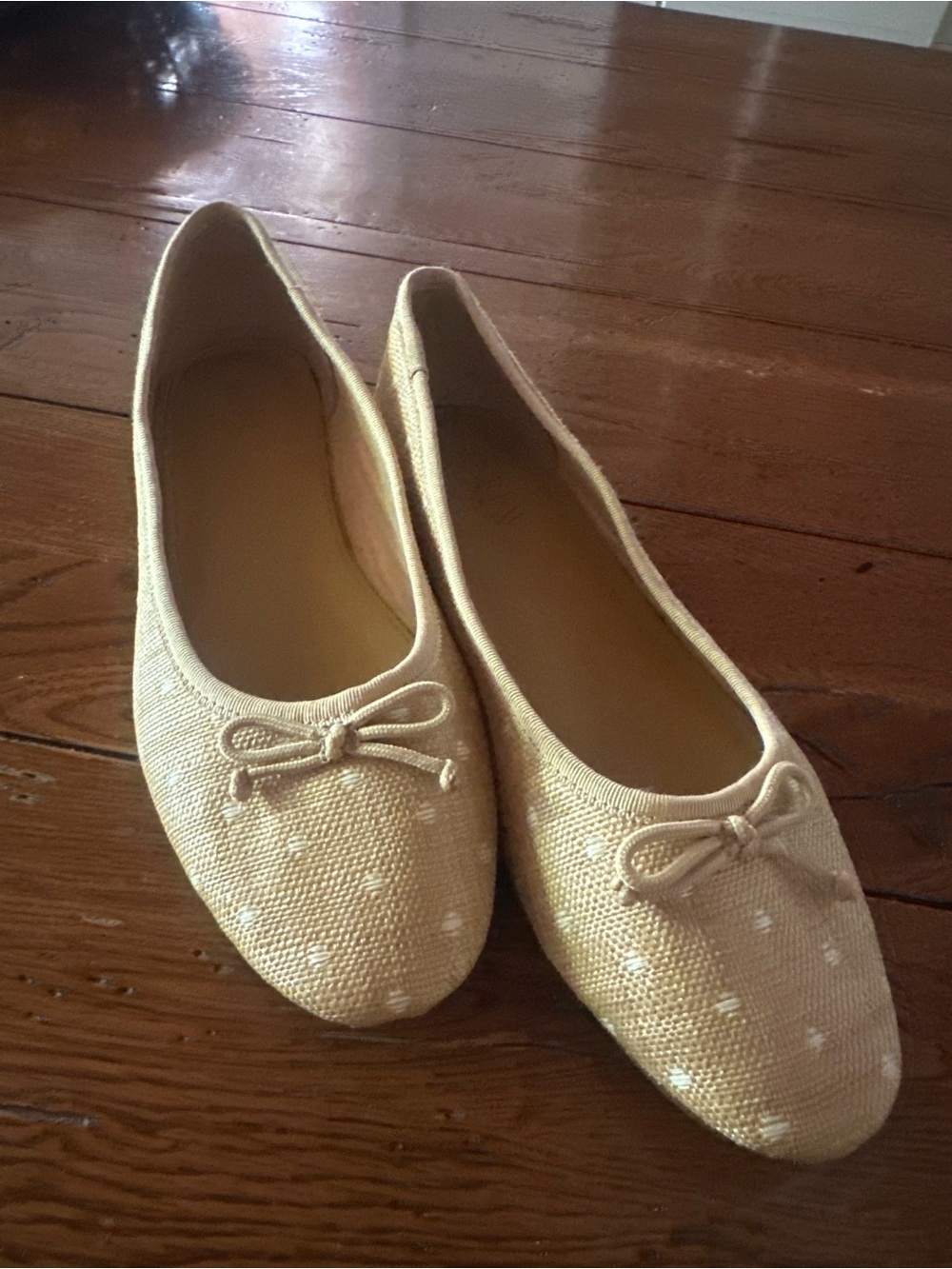 J. Crew Womens Size 7M  woven Polka Dot Raffia Ballet Flats Shoes Beige
